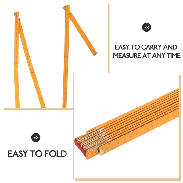 Træ 2 meter foldelineal med multi-led design Nem opbevaring Præcis måling Khaki farve
