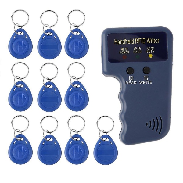 Handhållen 125kHz RFID-kopierare, skrivare, läsare, 10 st taggar