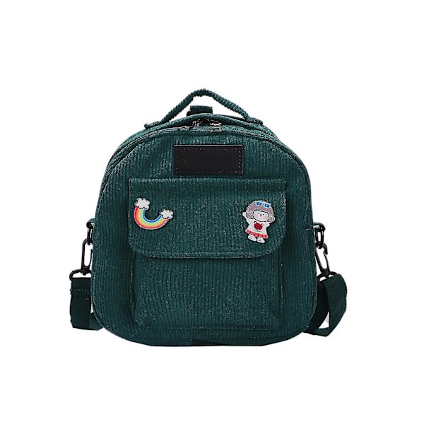 Kvinnors Corduroy Ryggsäck Väska Konvertibel Dammode Casual Dagryggsäck Resa Liten Skol Axelväskor Green