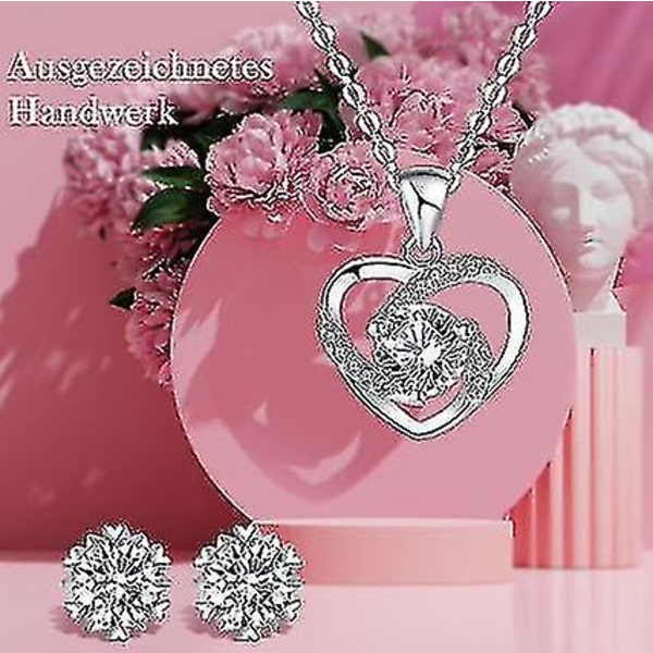 Evig Ægte Rose Med Hjerte Halskørdel Øreringe 925 Sterling Sølv Smykker Gaveæske Roseæske Fødselsdag Valentinsdag Bryllup Jubilæumsgave Til Pige