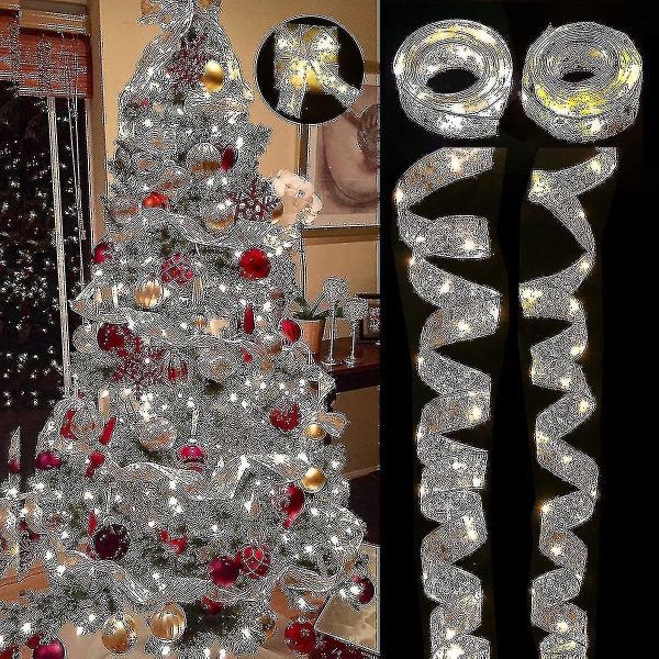Ribbon Fairy Light Juldekor Julgransprydnader för hembågar Strängljus nyår Y-yuhao Gold