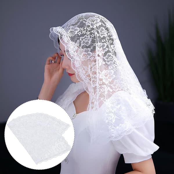 Blondedislør Bryllupsslør Elegant Blomstermønster Kort Mantilla Skjerf