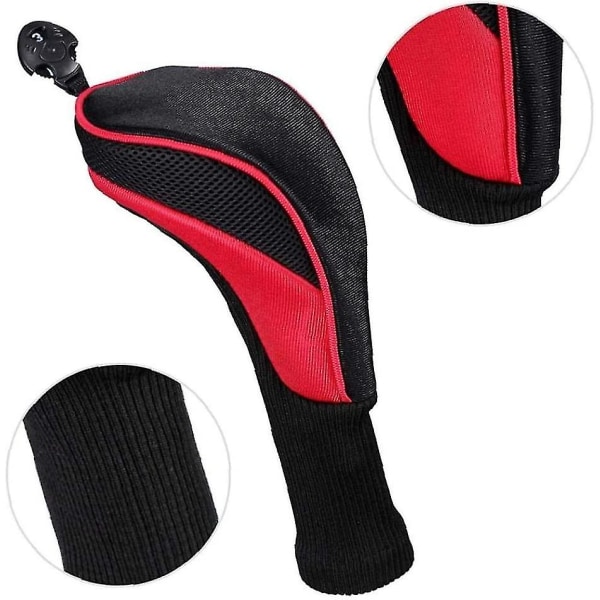 Black Golf Head Covers Driver 1 3 5 Fairway Woods Headcovers Long Neck 1680d Knit Head Covers