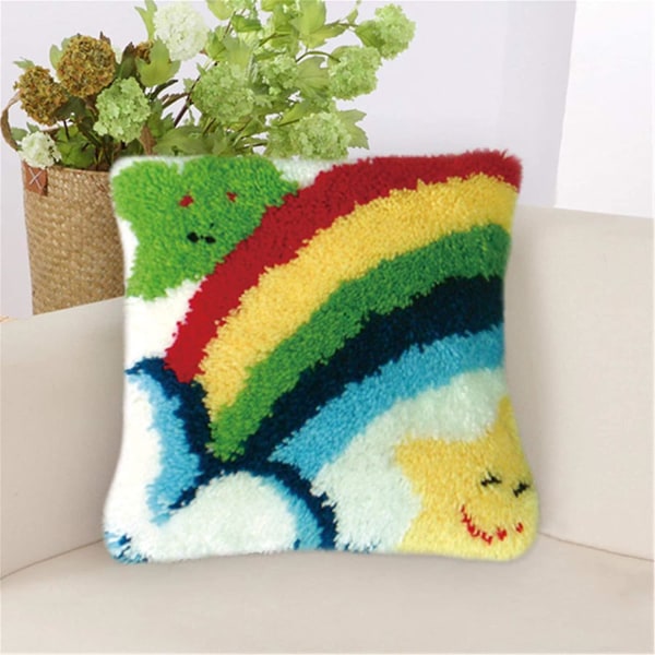 Latch Hook Kits DIY Rainbow Cushion Cross Stitch Arts Kit