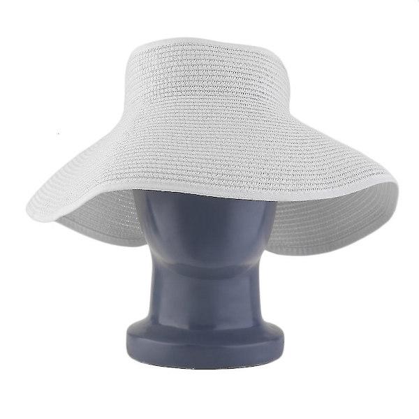 Dames Sommer Sol Strand Foldbar Bredbremmet Halm Visor