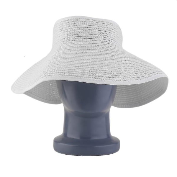 Ladies Summer Sun Beach Folding Wide Brim Straw Visor