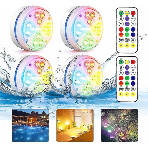 Shxx nedsenkbare LED-bassenglys Fjernstyrt Rgb-fargeskifte