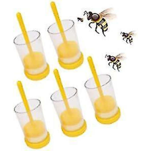 5kpl Queen Bee Marker Bottle Protect Catcher Keltainen muovinen mäntä