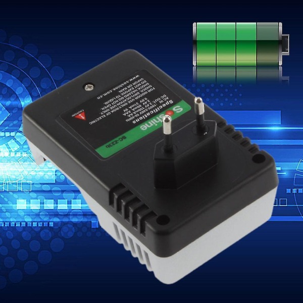 EU-stikkontaktlader til AA/AAA/9V/NI-MH/NI-CD genopladelige batterier