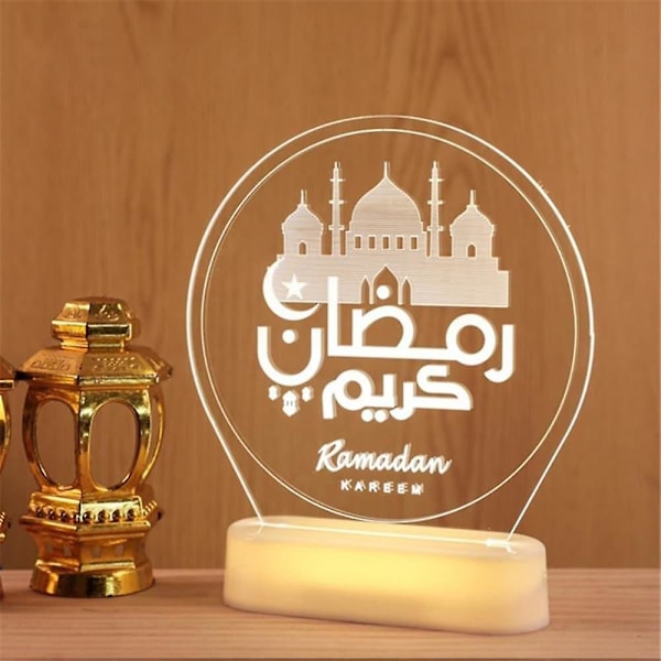 Ramadanin ja Eid-juhlan yövalot Mubarak-kuun linna -lamppu islamilainen
