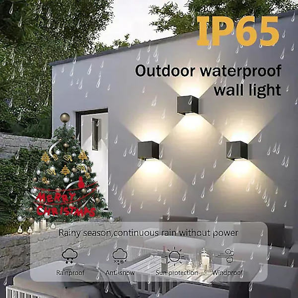 LED-vägglampa för utomhus/inomhus, upp/ner, IP65 vattentät, 12W
