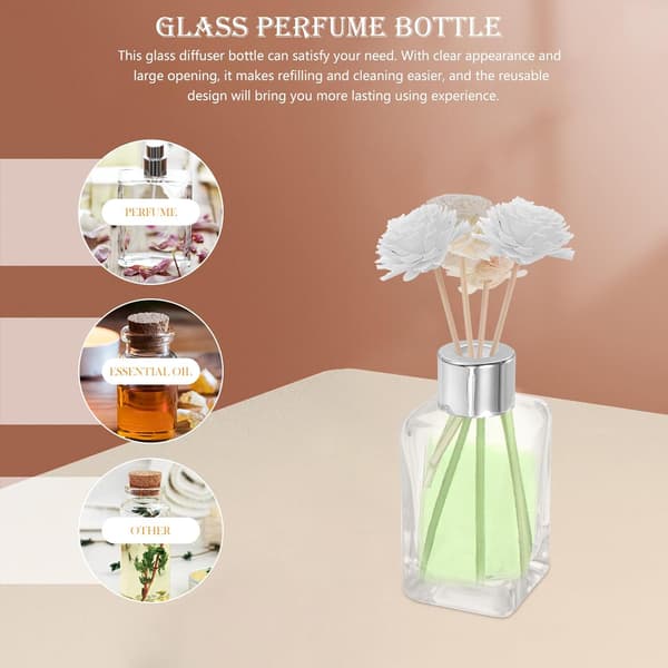 4 st glasdiffusorflaskor med silverlock 50 ml klassisk fyrkantig design påfyllningsbar parfymhållare