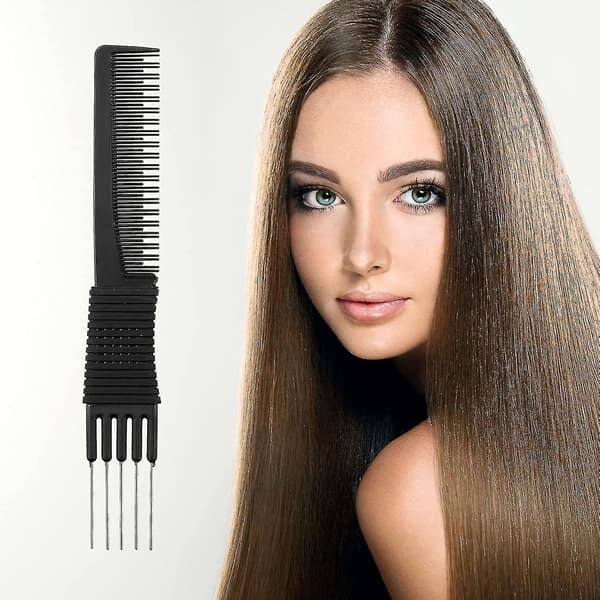 3-pakks Carbon Lift Teasing Combs med metallpigger, Salon Teasing Back Combs Carbon Comb