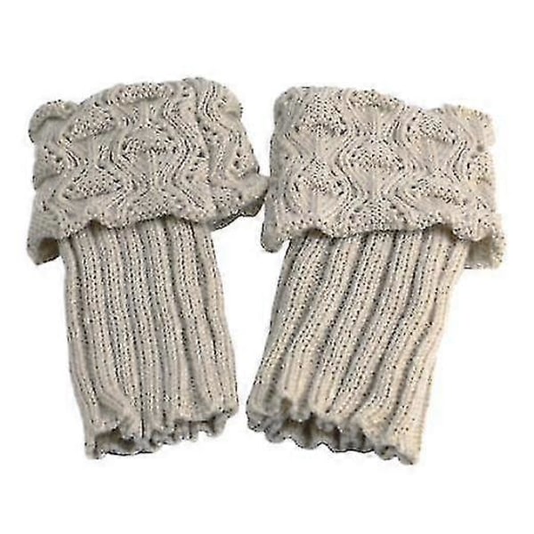 2 Par Dame Vinter Varme Korte Heklede Beinstøtter Strikkede Strikkede Støvlesokker Deksel light grey