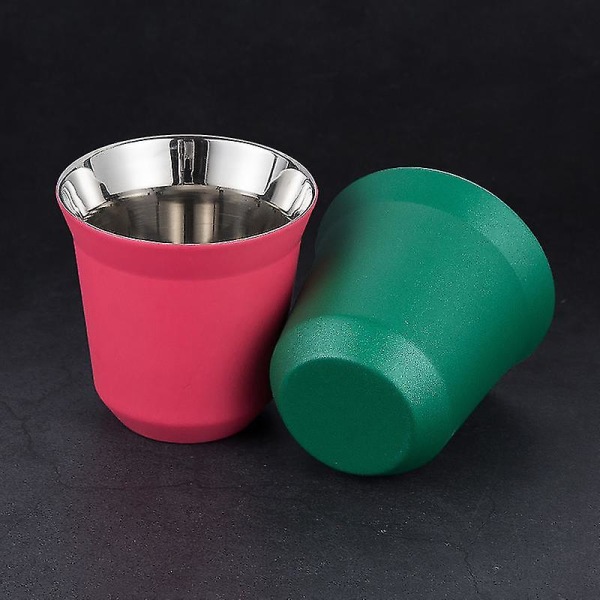 Rostfritt Stål Espresso-kopp Isolering Volymetrisk Kopp Espresso-kopp (2 st, Svart)