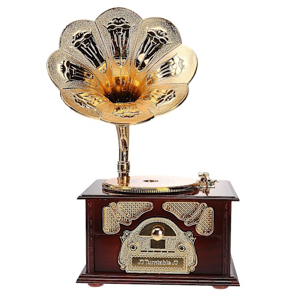 1 stk Retro Grammofonformet Musikkboks Musikk Kunstverk Dekorativ Skrivebords Ornament For Hjem Kontor Gave