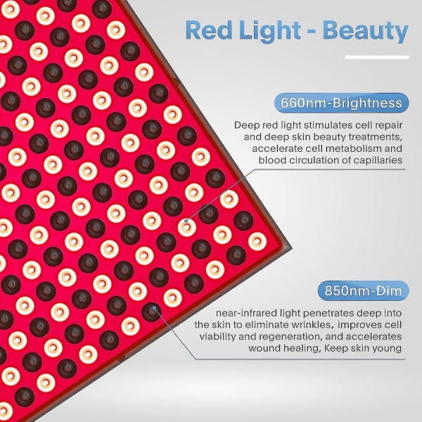 Punaisen valon hoito, LED 660 nm ja lähi-infrapuna 850 nm valon yhdistelmä-punavalohoitolaite kasvojen ja vartalon iholle