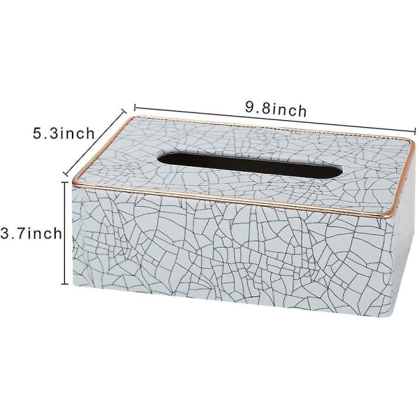 Rektangulär vävnadslåda i läder (beige - Ice Cracks-mönster)