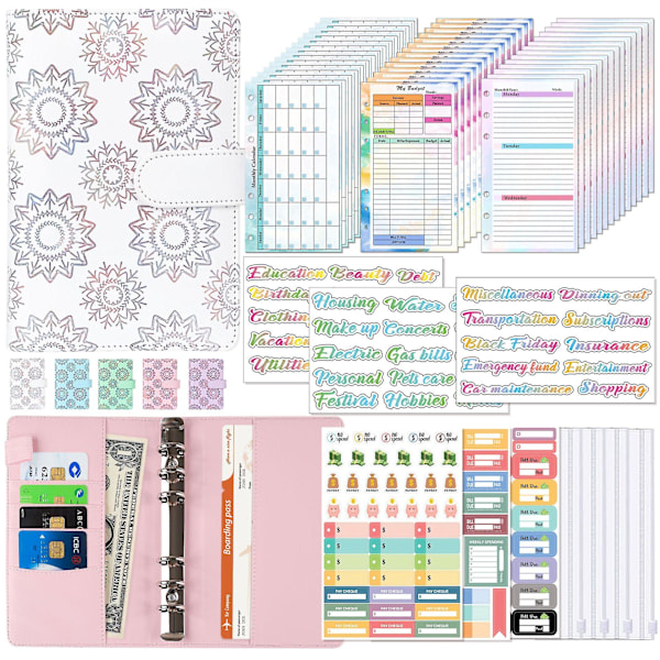 Budget Binder med Lynlåsekonvolutter, A10 Lommer Planner Pengekonvolutter White