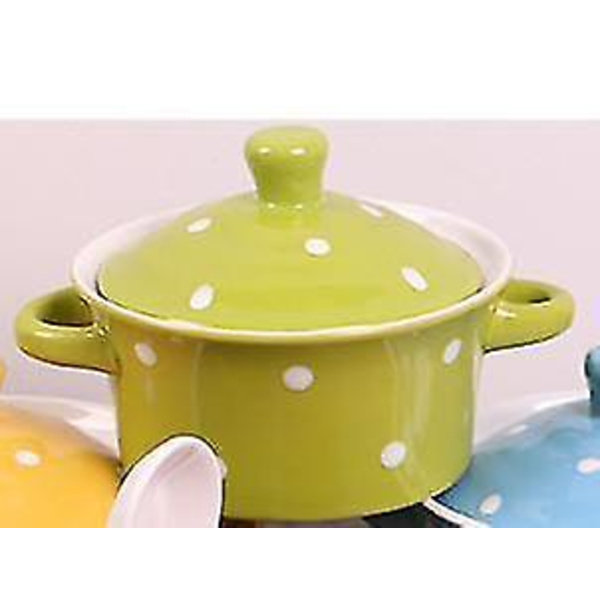 Dots Koreanska Mini Keramiska Gryta Stockpot Lock Spoon Skålar