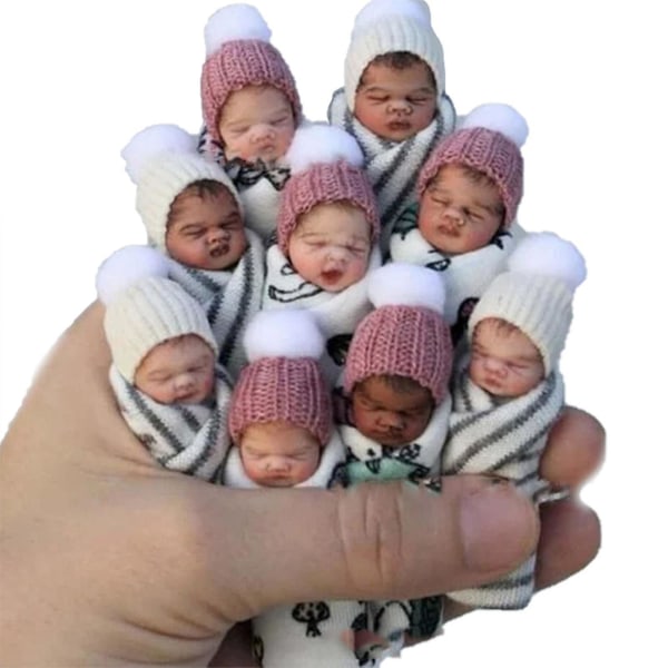 Mini Resinbebisar 7cm Långa Miniatyr Söta Sovande Bebisfigurer För Samlare Gåvor Barn Flickor