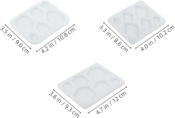 3 stk. silikoneharpiksforme til smykkefremstilling Geometrisk sekskant