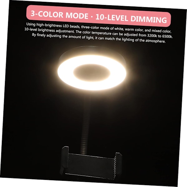 Let klemme til videokonference LED-fyldlys til fotografering, let at installere skrivebordslys