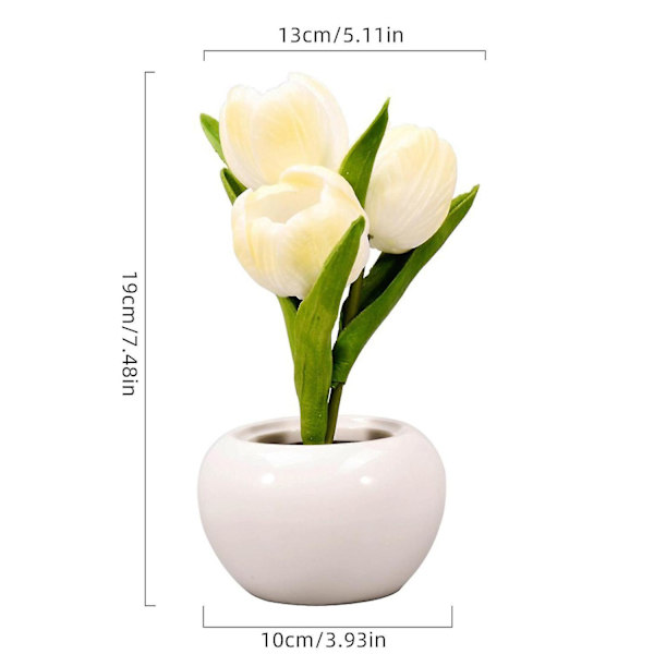 LED Tulipan Nattelys Simulert Bukett Bordlampe Jentegave