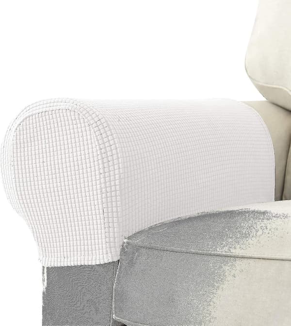 Soffa Armstödsskydd Stretch Armstödsskydd Kappor För Fåtölj, Vit