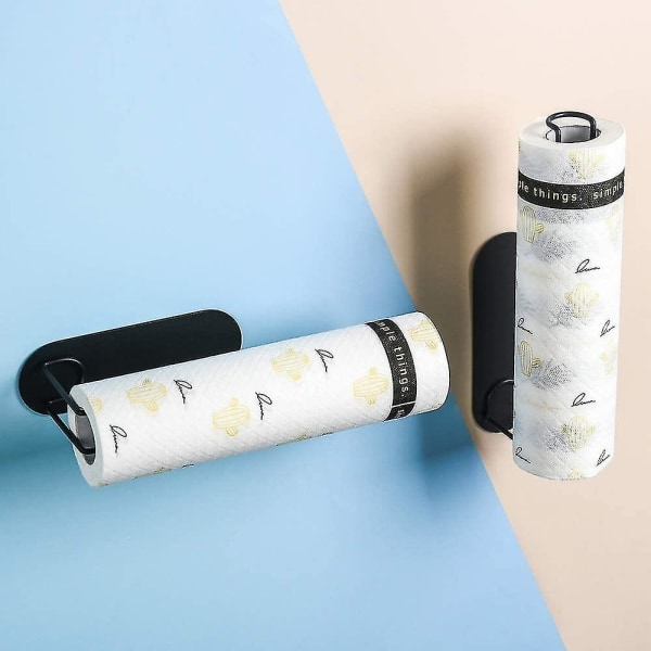 Musta Paper Towel -teline 2 kpl, Itseliimautuva Pyyhkeiden Teline