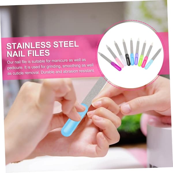27 stk. neglefile i rustfrit stål, manicureværktøj, neglebuffer til hjemmesalon, tilfældig farve