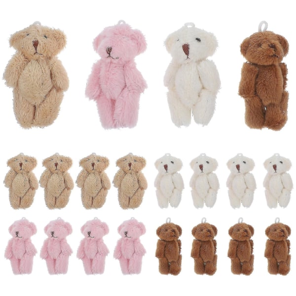 20 stk minibjørne Plys legetøj Plys udstoppede bjørne nøglering Craft Diy Accessories (ruigou)-yuhao