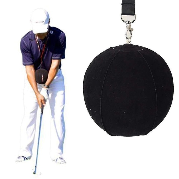 Golf Svingtränare Boll med Smart Uppblåsbar, Hjälp till Korrigeringsträning (1 st, svart)