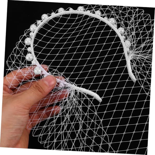Mesh Hårpynt Bryllupsslør Fascinator Perle Hårbånd til Kvinder Brudetilbehør