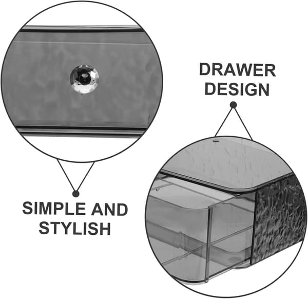 Makeup Organizer Plast Opbevaringsboks Stor Kapacitet Makeup Holder Grå Sølv Organizer til Hjemmet