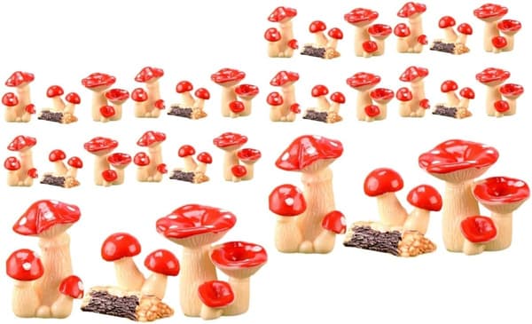 30 stk. Simulert Sopp Ornament Liten Soppstatue Soppdekorasjon