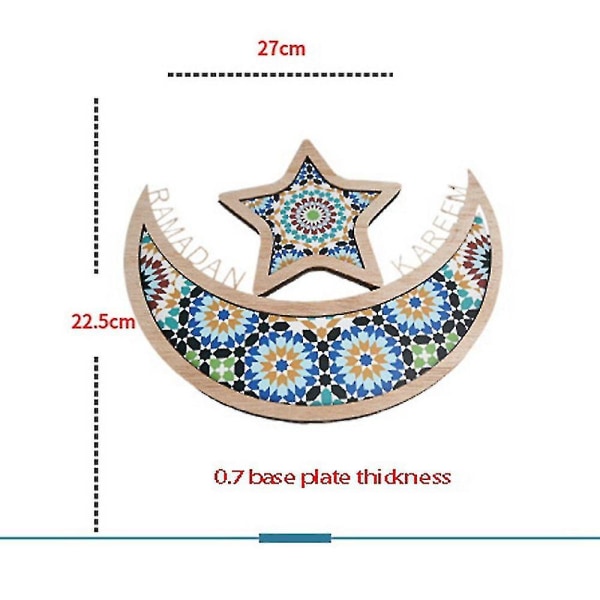 Moon Star -puinen Eid-koristelu, joka on yhteensopiva kodin muslimikoristeen kanssa ruokatarjotin(b)