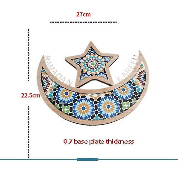 Moon Star træ-eid-dekoration kompatibel med hjemme-muslimsk indretning madbakke(b)