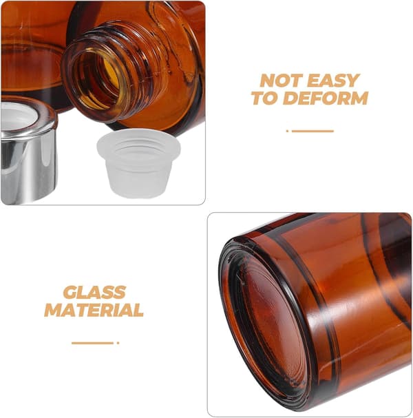 2 stk 50 ml glass aromaterapi diffuserflasker, sylindriske påfyllbare eterisk olje krukker i rav