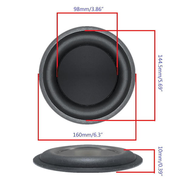 2 kpl 6,5 tuuman 160 mm DIY-bassokaiutin värähtelykalvoa woofereille DIY-osa
