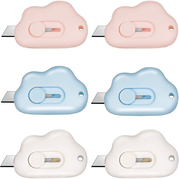 Mini Utility Knives Box Cutter Uttrekkbar brevåpner, kartongåpner (rosa/blå/hvit)