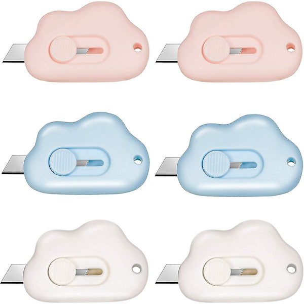 Mini Verktygsknivar Box Cutter Retraktil Brevöppnare, Kartongöppnare (rosa/blå/vit)