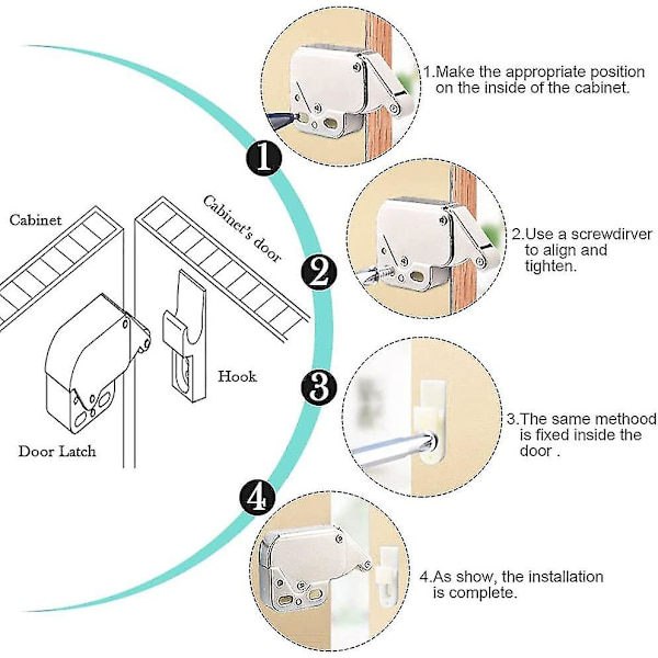 Mini Latch Automaattinen Jousilukko (2 kpl, Valkoinen)