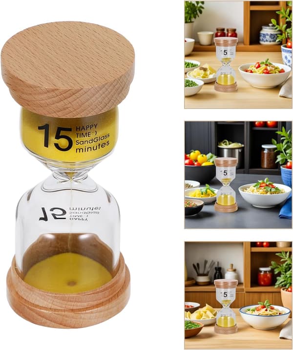 15-minutters kjøkken-sandglass-timer i tre