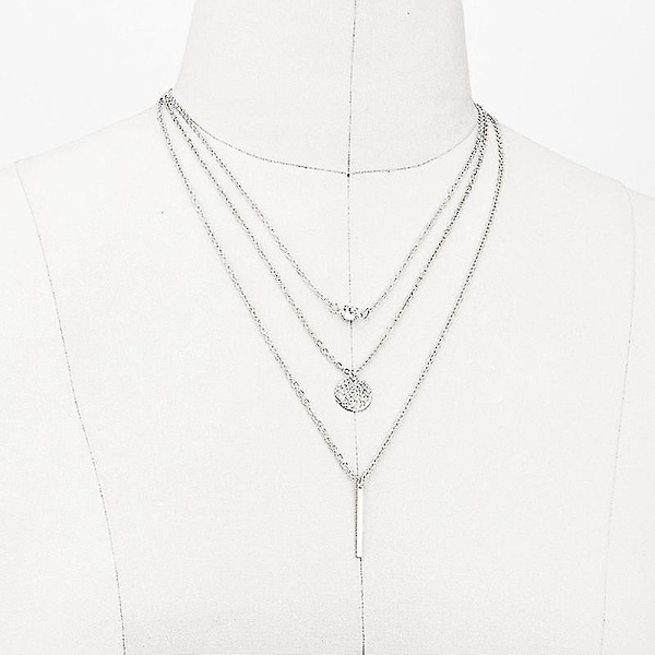 Boho Lagdelt Myntdisk Halskæde Halskæde Halskæde Guld Rhinestone Bar Vedhæng Halskæde