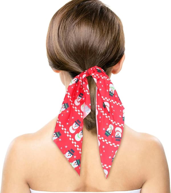 6 stk julebånd Scrunchy med lang hale Hårbånd Elastiske Hestehaleholdere Hår Scrunchy Elastikker til julefester