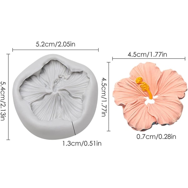 Håndlavet Resin Silikone 3d Hibiscus Blomsterform 4 stk