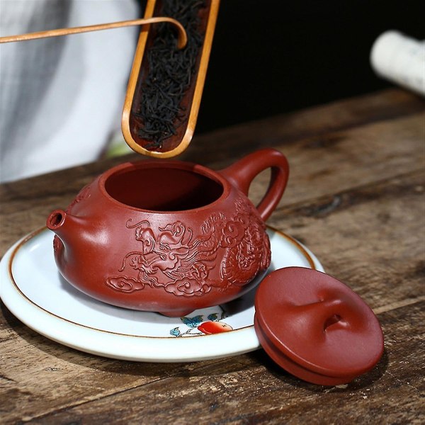 Stor rød tekanne Håndhaug Dragon Stone Scoop Kung Fu Tea