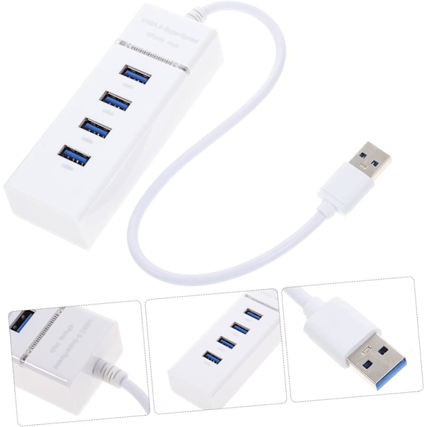 USB 3.0 Hub 4 Ekstra Porter Splitter Adapter Multifunksjonskabel Hvit Rask Dataoverføring