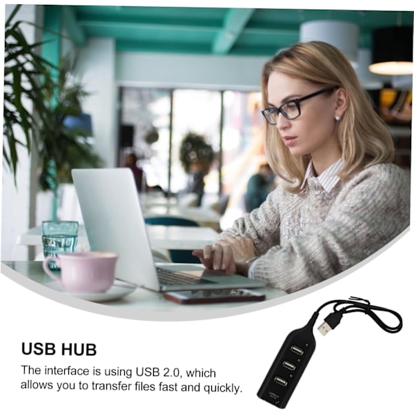 USB-hubb 4-portars USB-förlängningsenhet för datorer, bärbara datorer, surfplattor, kompakt, lätt USB 2.0-expanderare